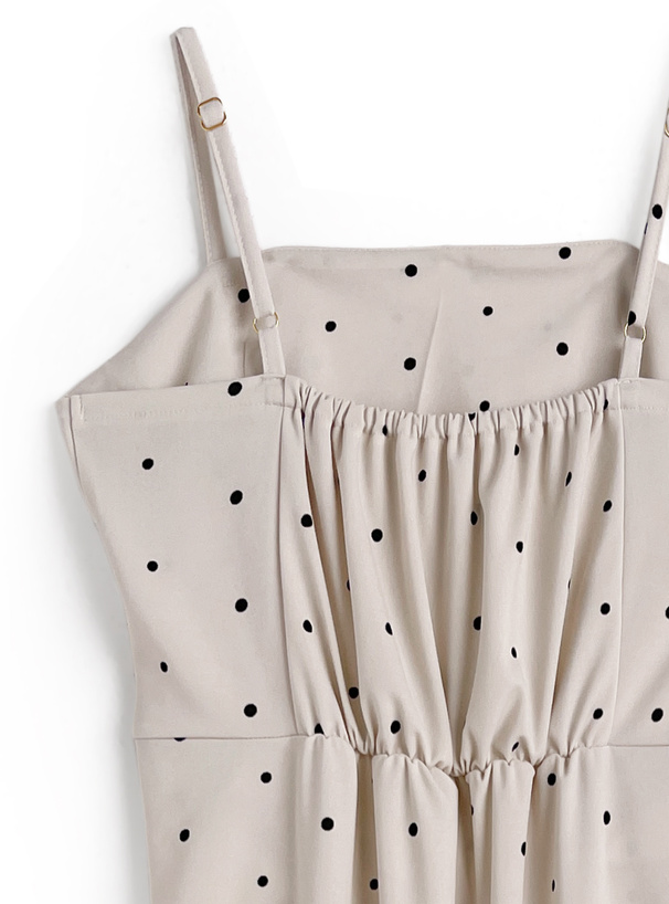 ドット柄ドレープキャミソールワンピース