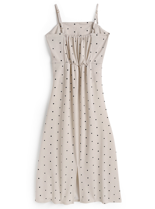 ドット柄ドレープキャミソールワンピース