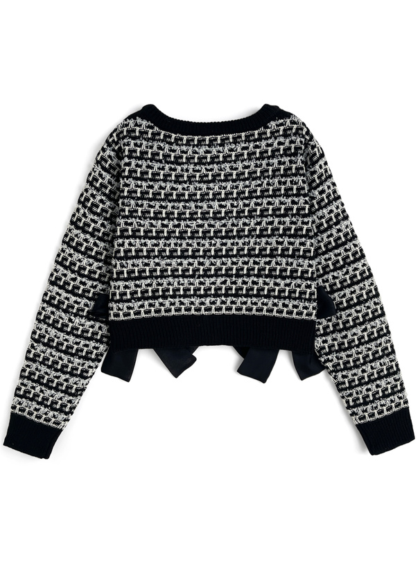 リボンツイードニットカーディガン