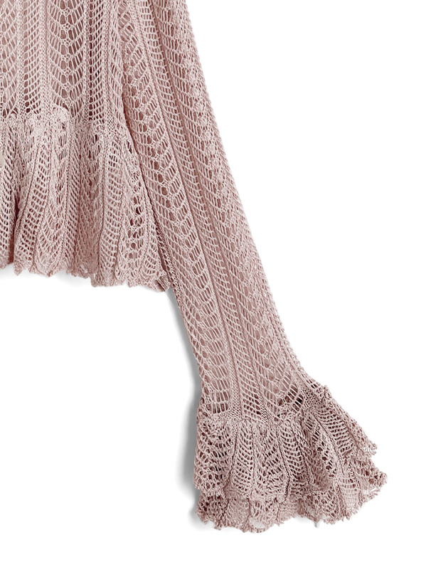 透かし編みリボンニットカーディガン