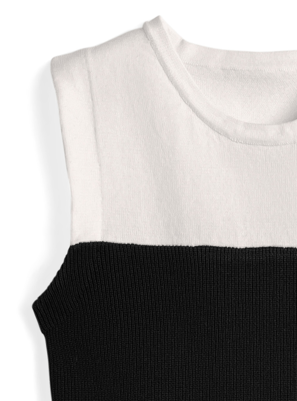 配色ノースリーブペプラムニットチュニック