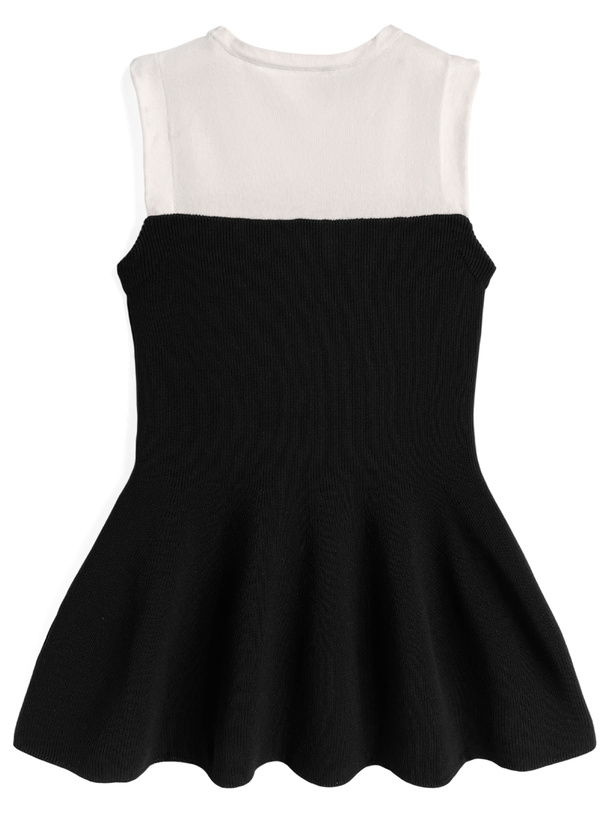 配色ノースリーブペプラムニットチュニック