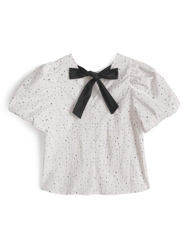 小花柄バックリボントップス