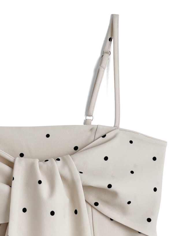 ドット柄リボンデザインキャミソールトップス