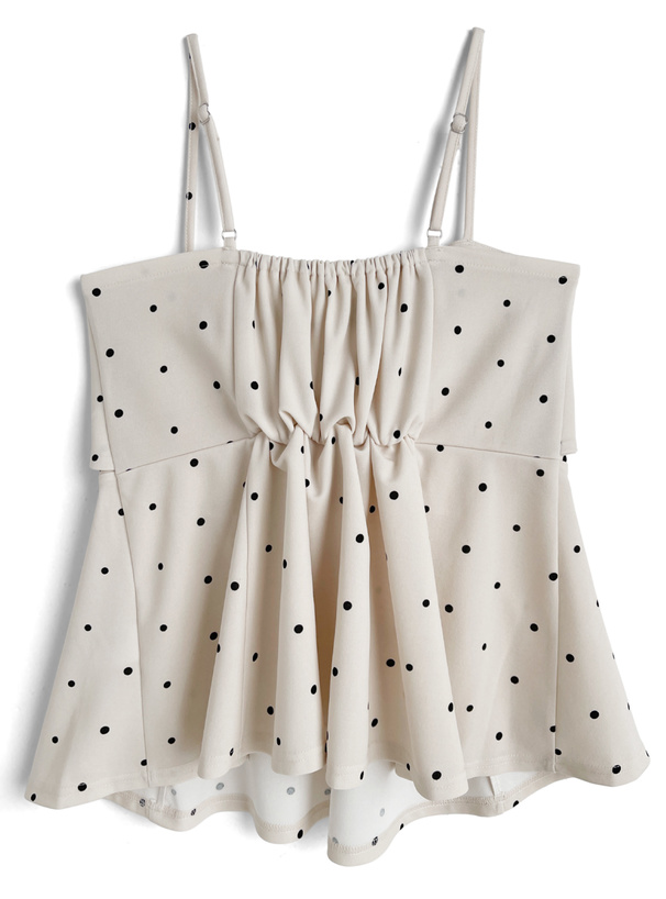 ドット柄リボンデザインキャミソールトップス