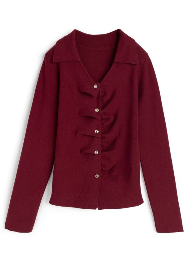フロントタックボタンニットトップス