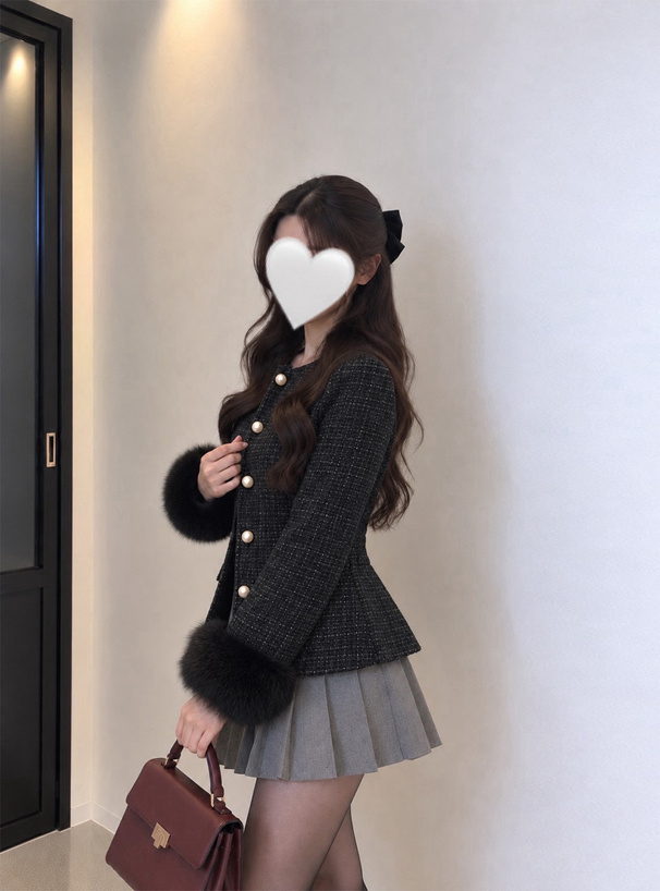 ファースリーブツイードペプラムジャケット
