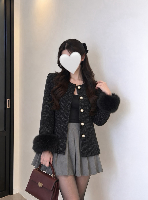ファースリーブツイードペプラムジャケット