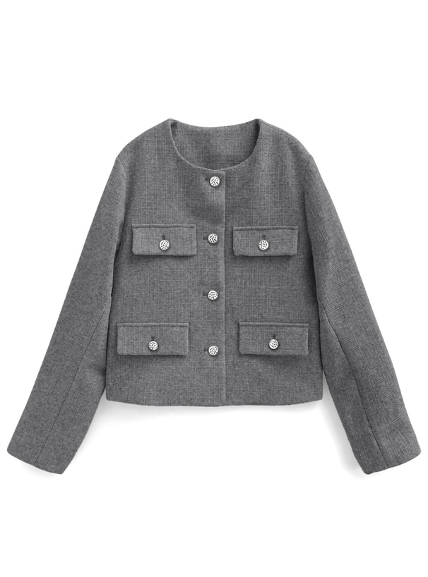 ノーカラーツイードジャケット[dk1334] | レディースファッション通販