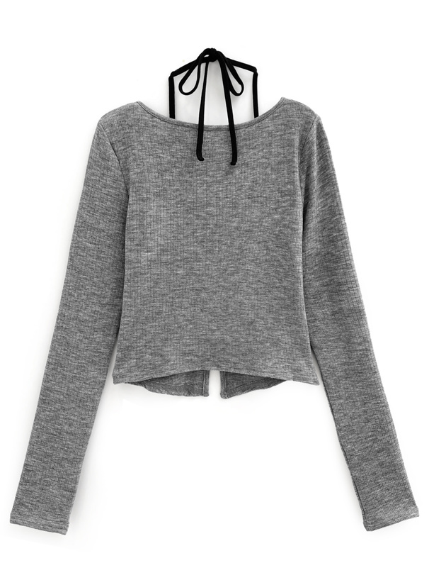 ホルターネックレースアップトップス