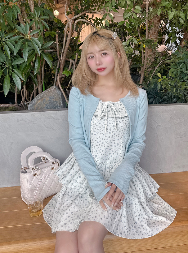 花柄フリルキャミソールミニワンピース