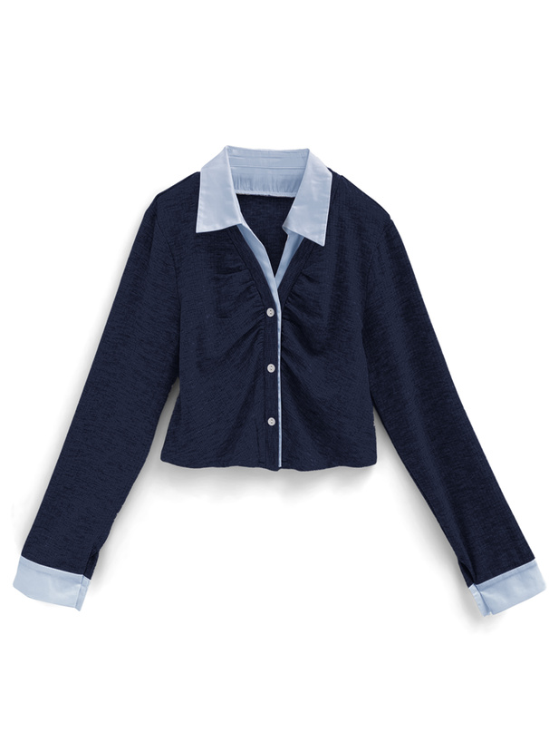 3.1 Phillip Lim ショート丈レイヤード風パーカー 異素材 シャツ 3.1 Phillip Lim ショート丈レイヤード風パーカー 異素材 シャツ