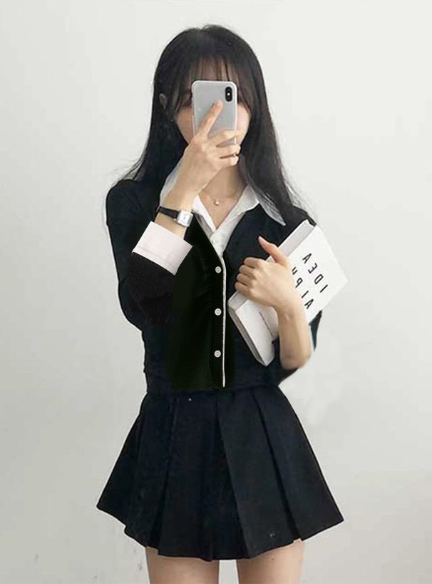 シャツレイヤード風ショート丈トップス[dk1355] | レディース