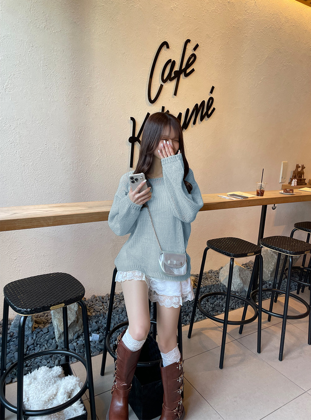 モヘヤタッチローゲージニットトップス