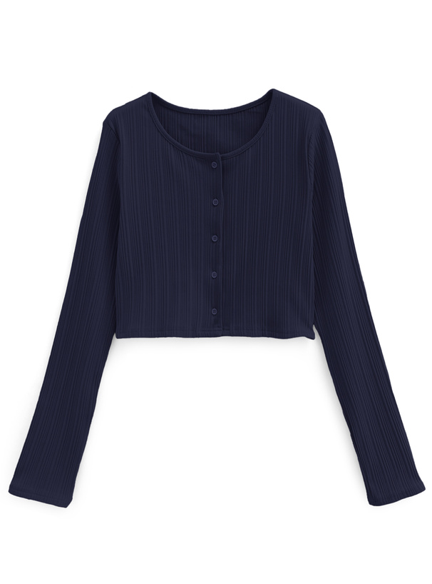 クロップド丈リブカーディガン