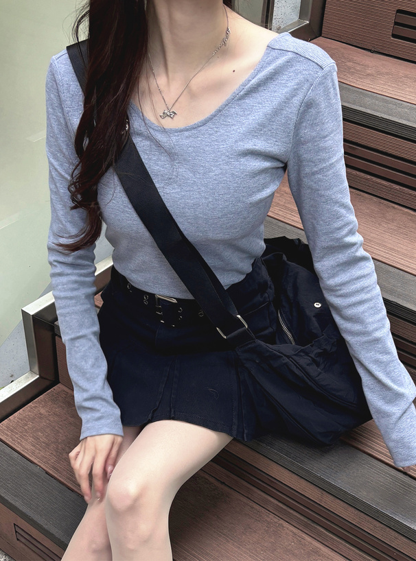 カップ付バックオープンリブトップス[dk1369] | レディース