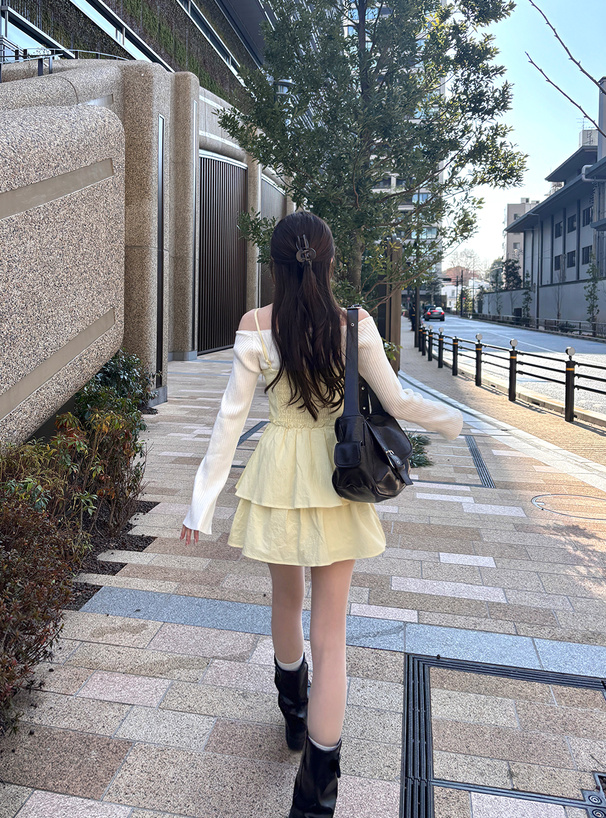 レースアップティアードキャミミニワンピース