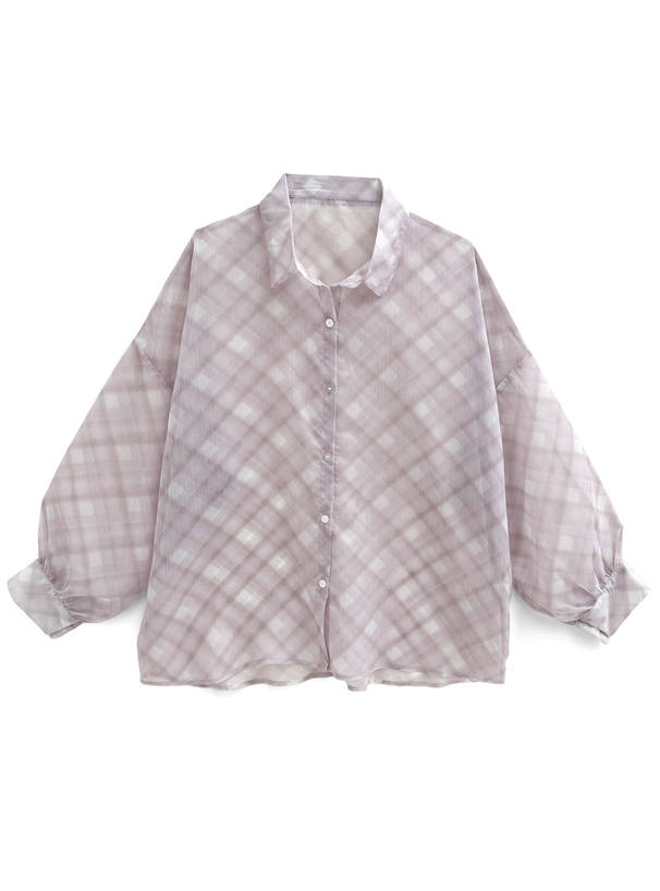シアーチェック柄シャツ