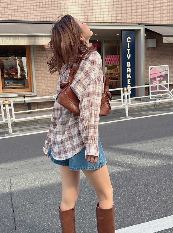チェック柄オーバーサイズシャツ
