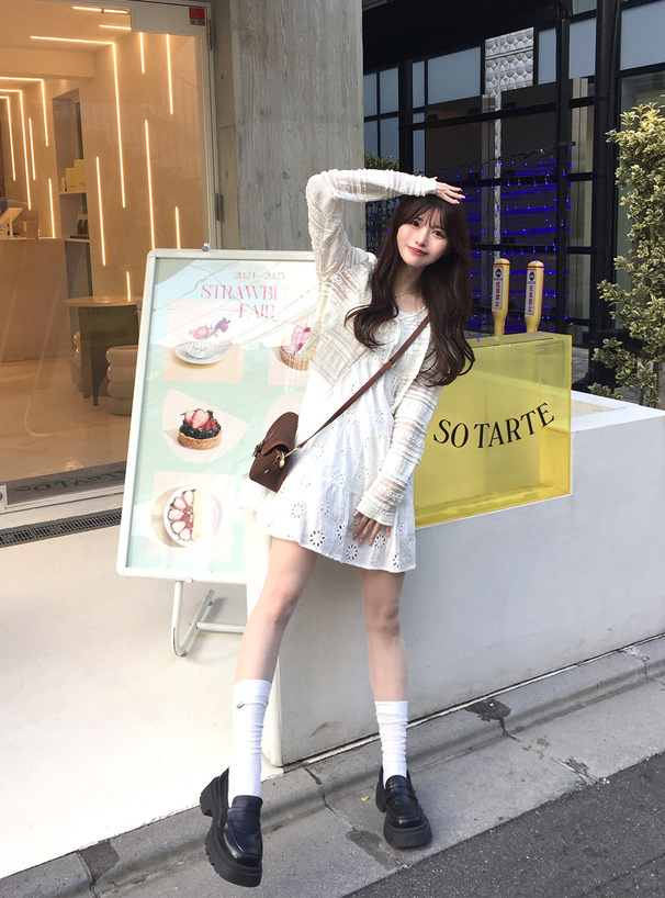 リボンシアーレースショート丈カーディガン