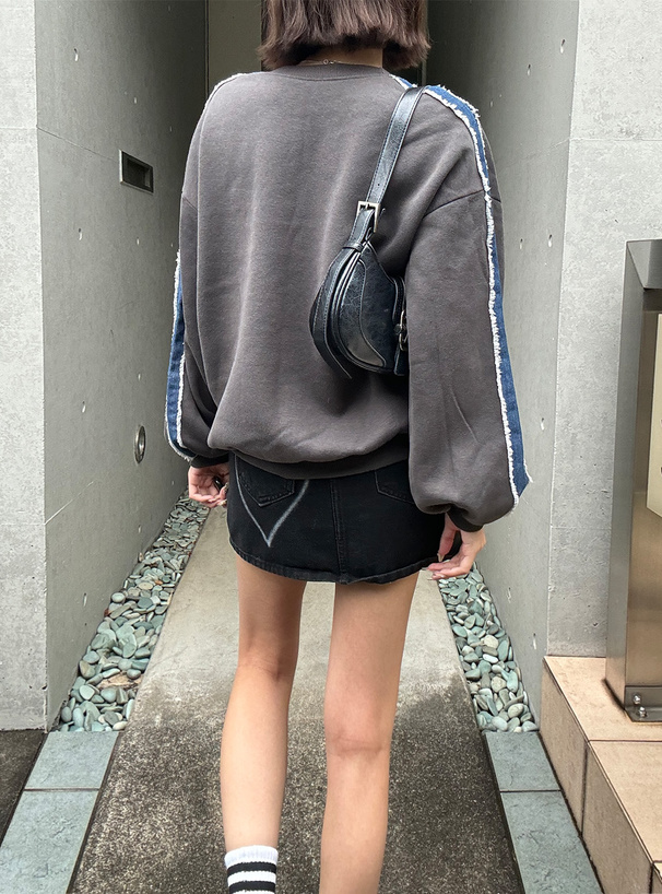 バタフライデニムスウェットトップス