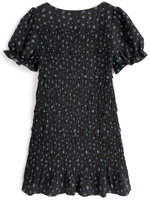 小花柄シャーリング半袖ミニワンピース[dk1455] | レディース