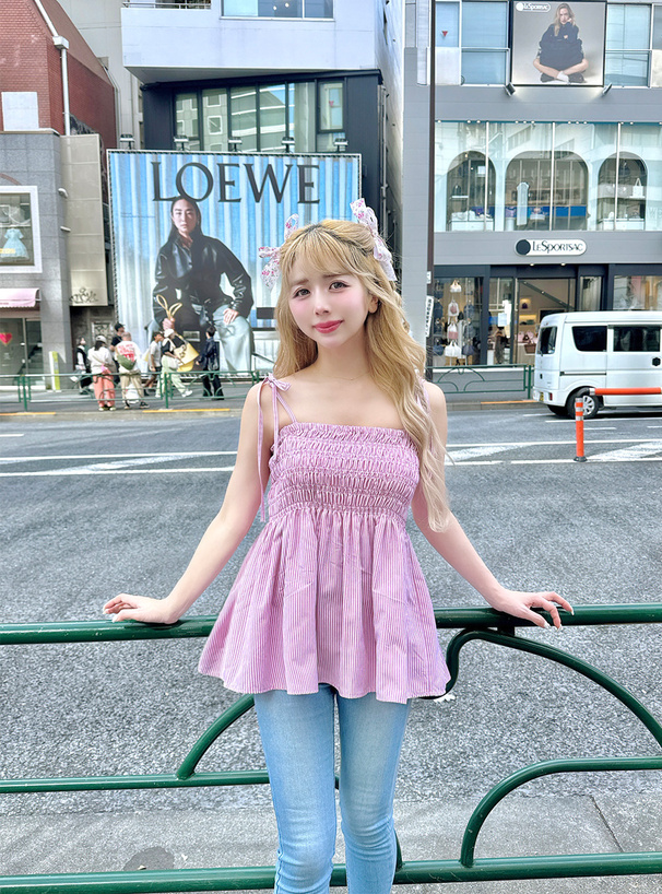 リボンストライプ柄チュニック