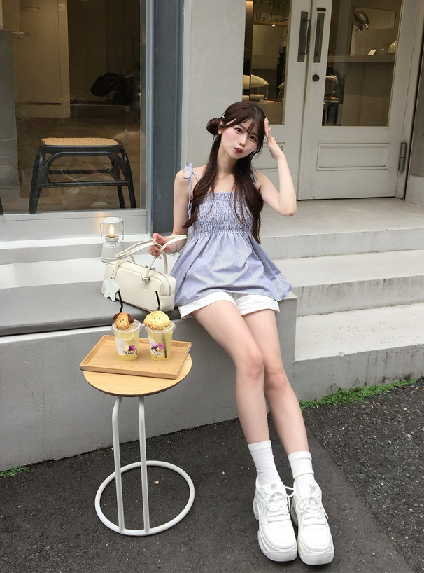 リボンストライプ柄チュニック
