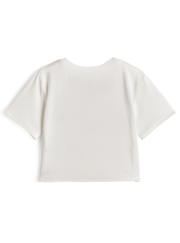 ドット柄チュールリボンクロップド丈Tシャツ