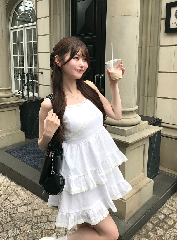 レース切替キャミミニワンピース