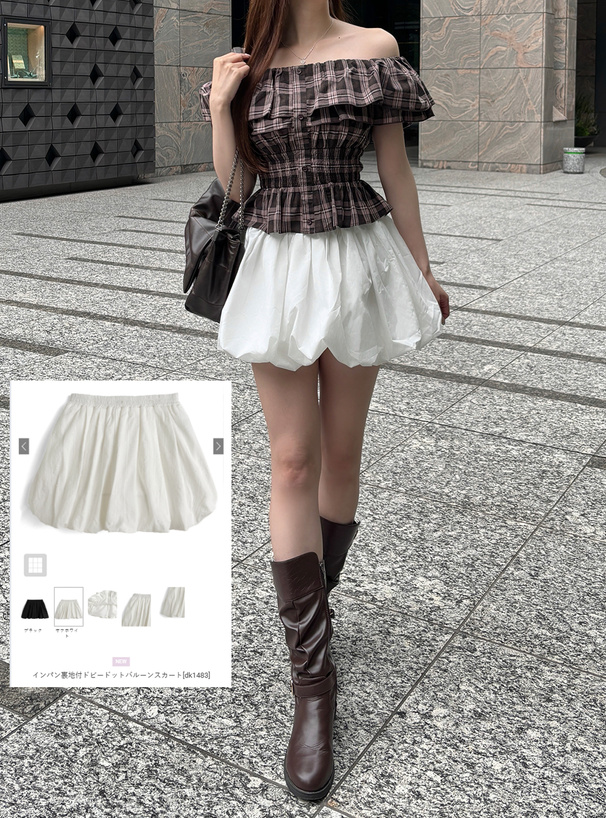 インパン裏地付ドビードットバルーンスカート[dk1483] | レディース