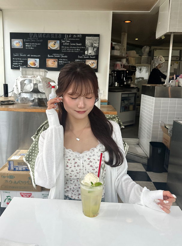 ドロップショルダーシアーリブカーディガン