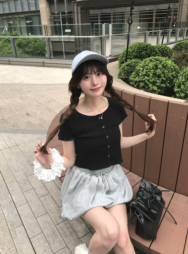 レーススリーブリブカーディガン