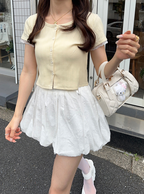 レーススリーブリブカーディガン