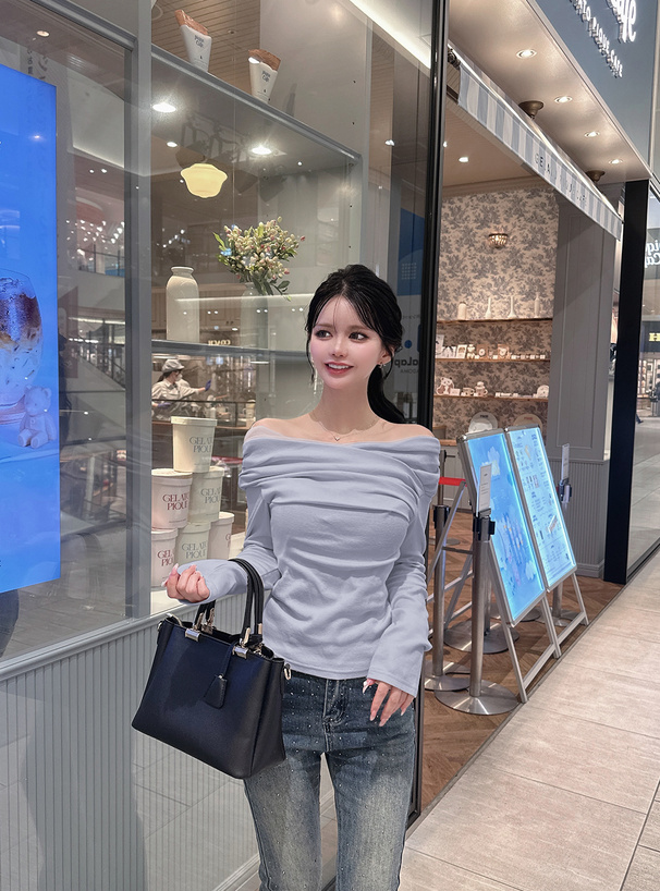 チュールドッキングドレープオフショルダートップス