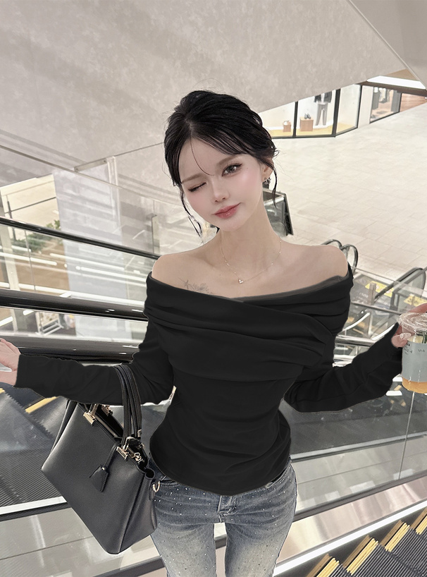 チュールドッキングドレープオフショルダートップス