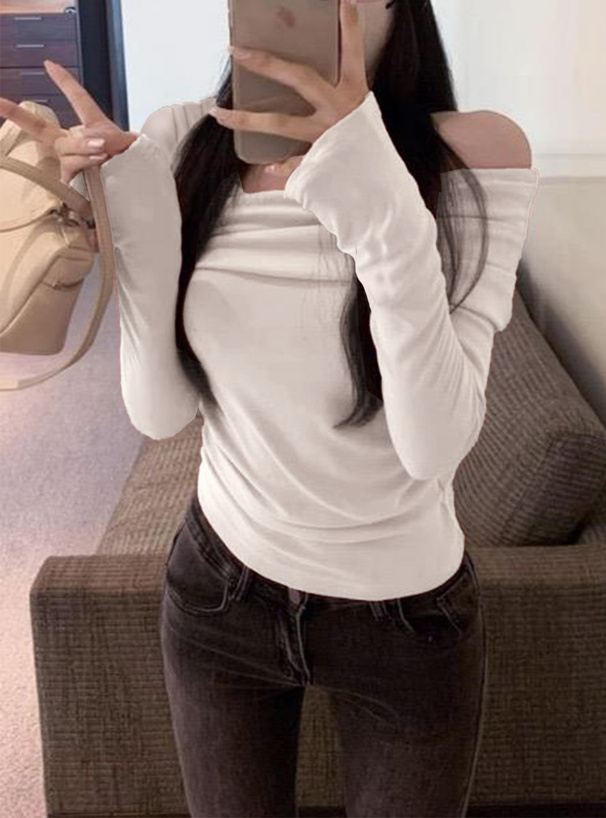 ワンショルダーギャザートップス