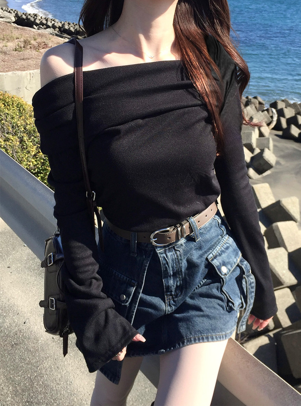 ワンショルダーギャザートップス