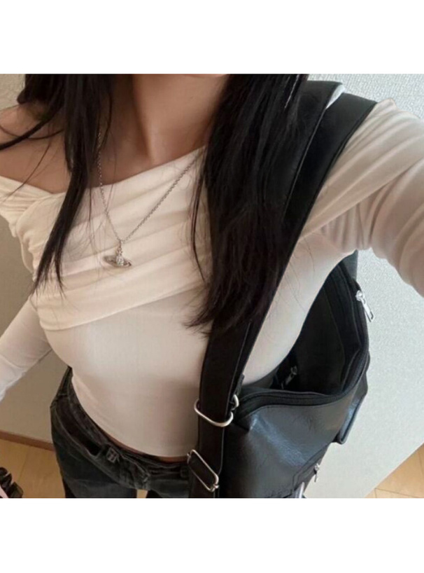 ワンショルダーギャザートップス