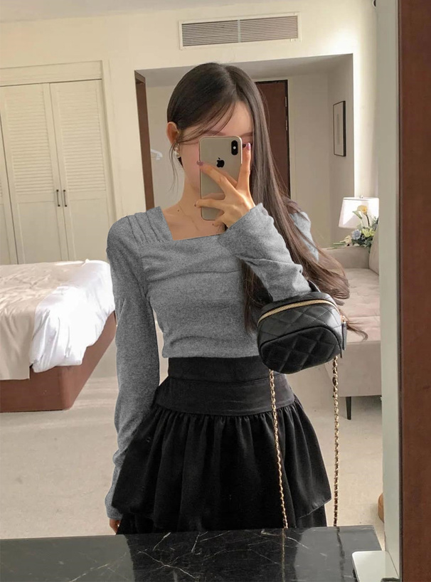 ワンショルダーギャザートップス