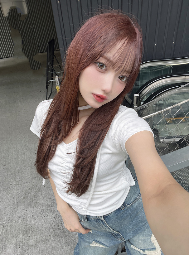 タイ付きVネックギャザートップス