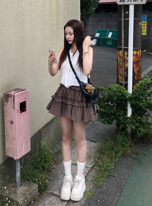 専用セブンテンチェック柄フリルスカート Mサイズ プリーツフリルチェックミニスカート – pium