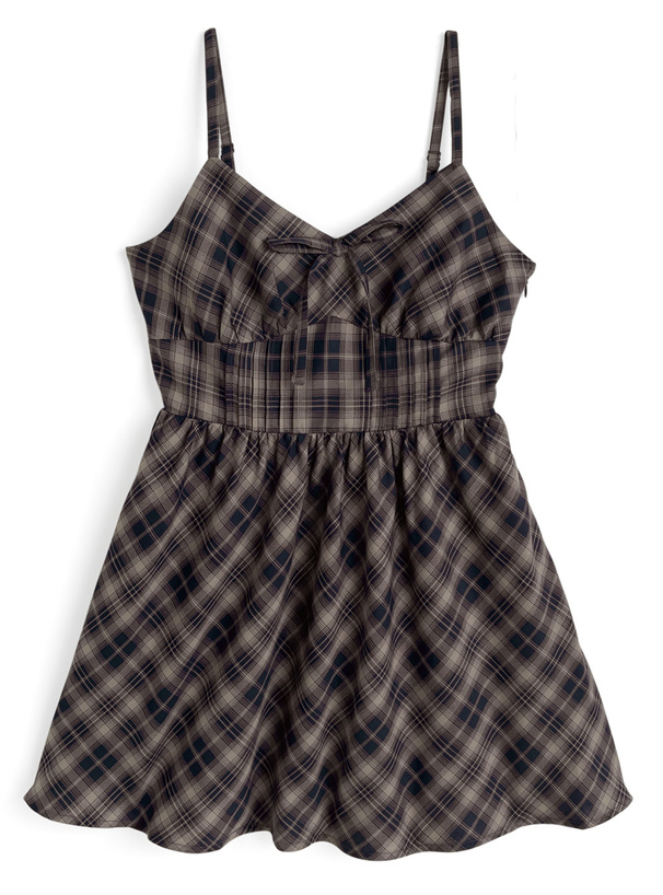 チェック柄リボンキャミソールミニワンピース[dk1528]