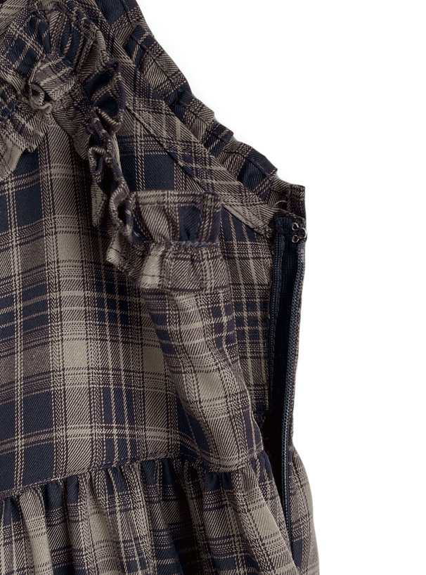 チェック柄フリルキャミティアードミニワンピース[dk1529