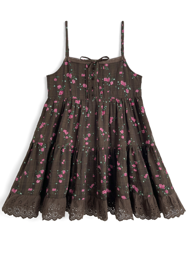 花柄レースティアードキャミソールミニワンピース[dk1530]