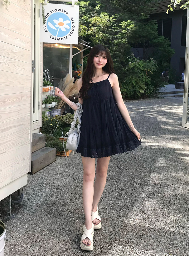 レースフリルキャミソールミニワンピース