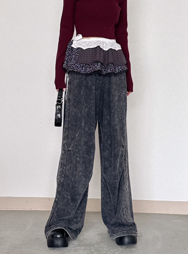 レースミックスティアードラップミニスカート