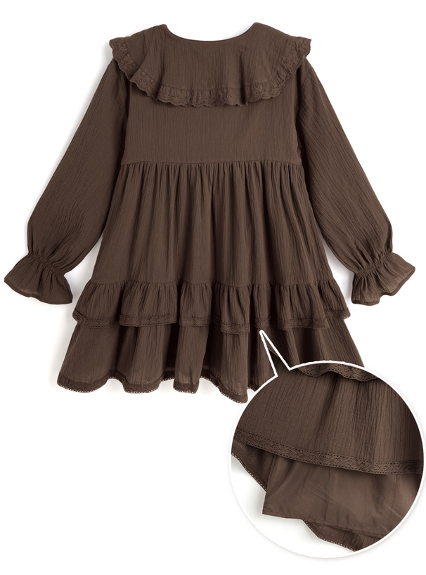 レースアップフリルティアードミニワンピース[dk1533] | レディース