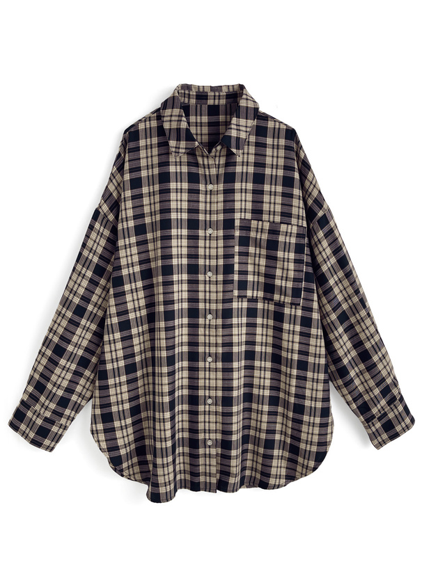 チェック柄オーバーサイズシャツ[dk1536]