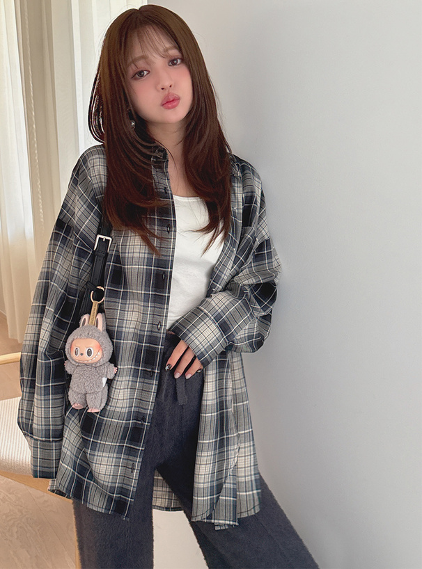 チェック柄オーバーシャツ[dk1537] | レディースファッション通販の